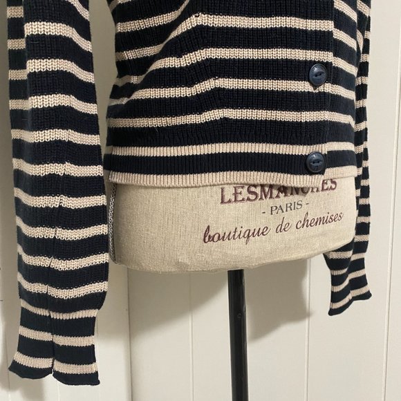 Rag & Bone Chunky Navy/White Striped Cashmere Blend "Ann" Cardigan Small NWT - Picture 5 of 12